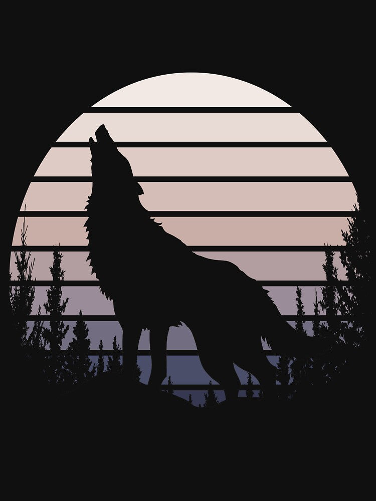 Wolf Moon Retro Vintage Cute Wolves Lover Gift Idea by Thecitiesstore