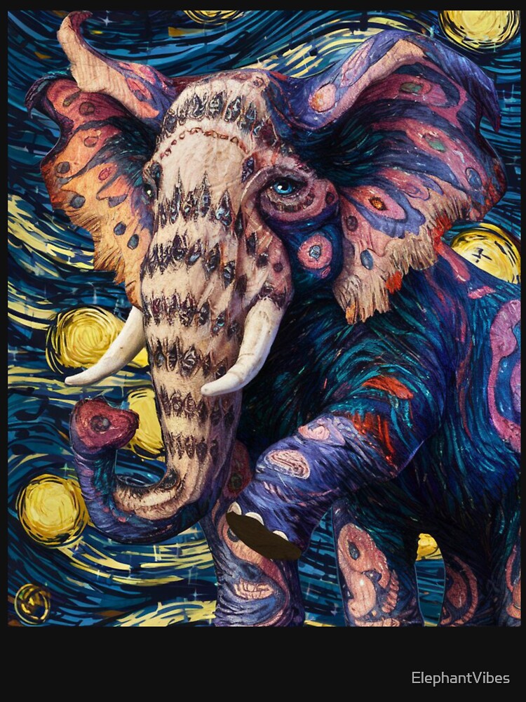 Elephant Portrait. vincent van gogh style, fantasy elephant by ElephantVibes