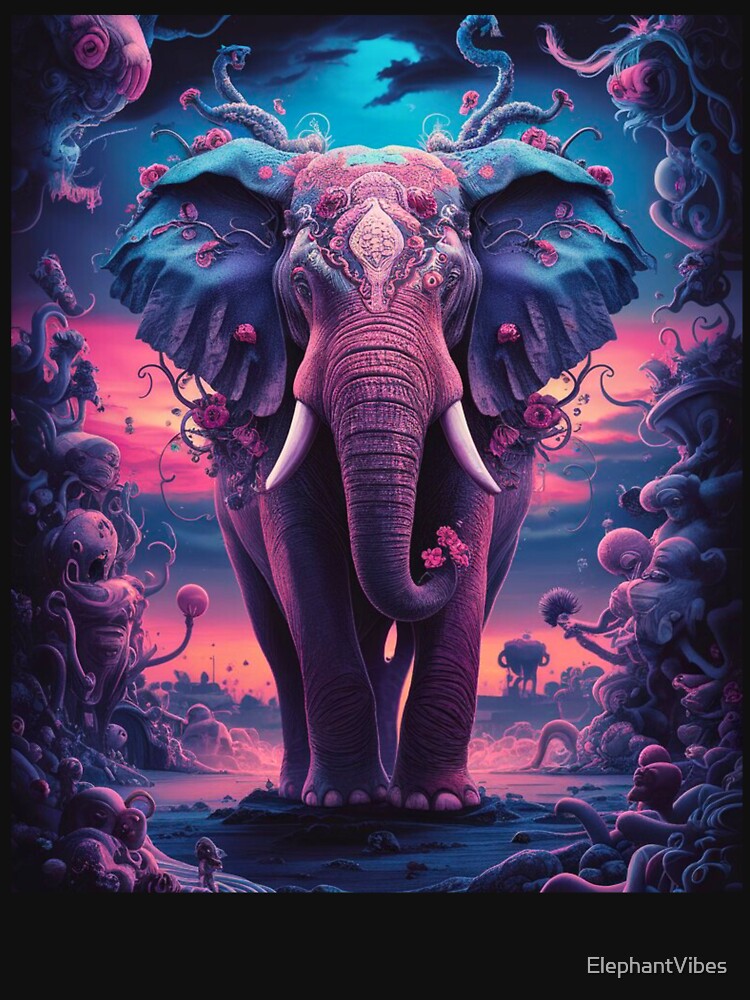 Elephant Portrait. Fantasy elephant, Elephant painting, wild elephant, vintage elephant, Hieronymus Bosch style by ElephantVibes
