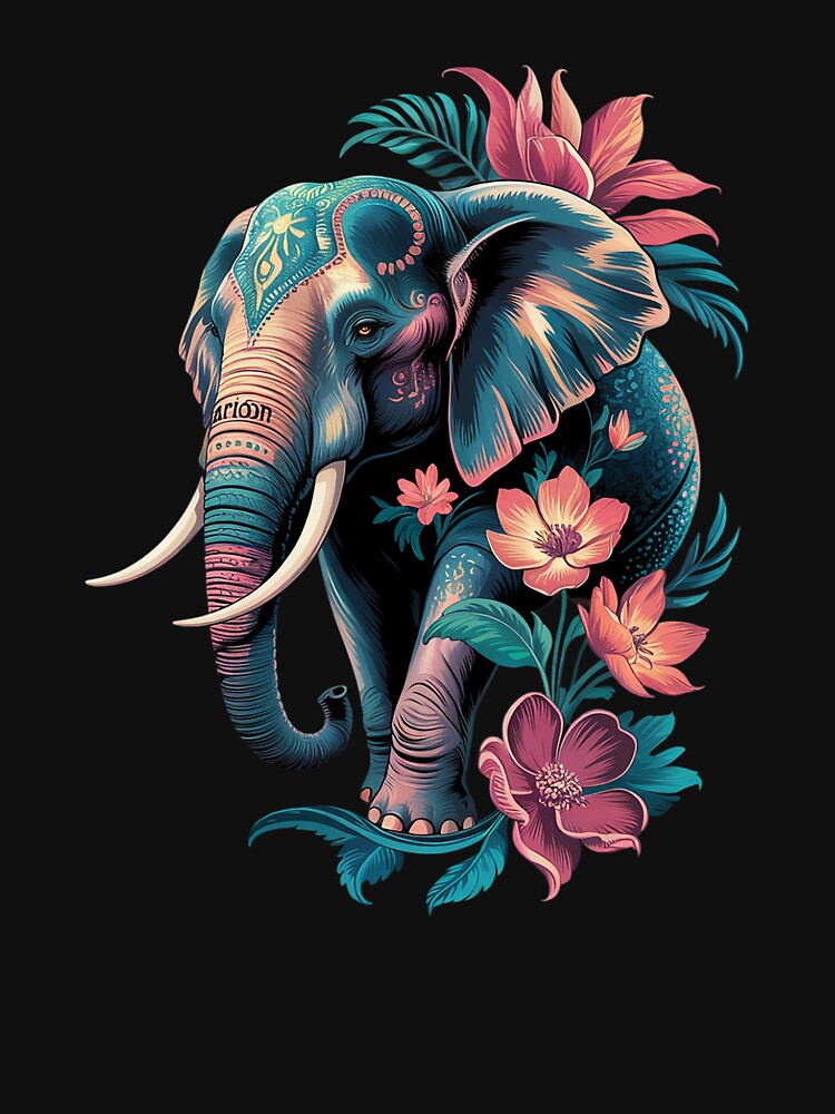 Cute Flower Elephant on summer Floral Elephant3 by joyouartArt