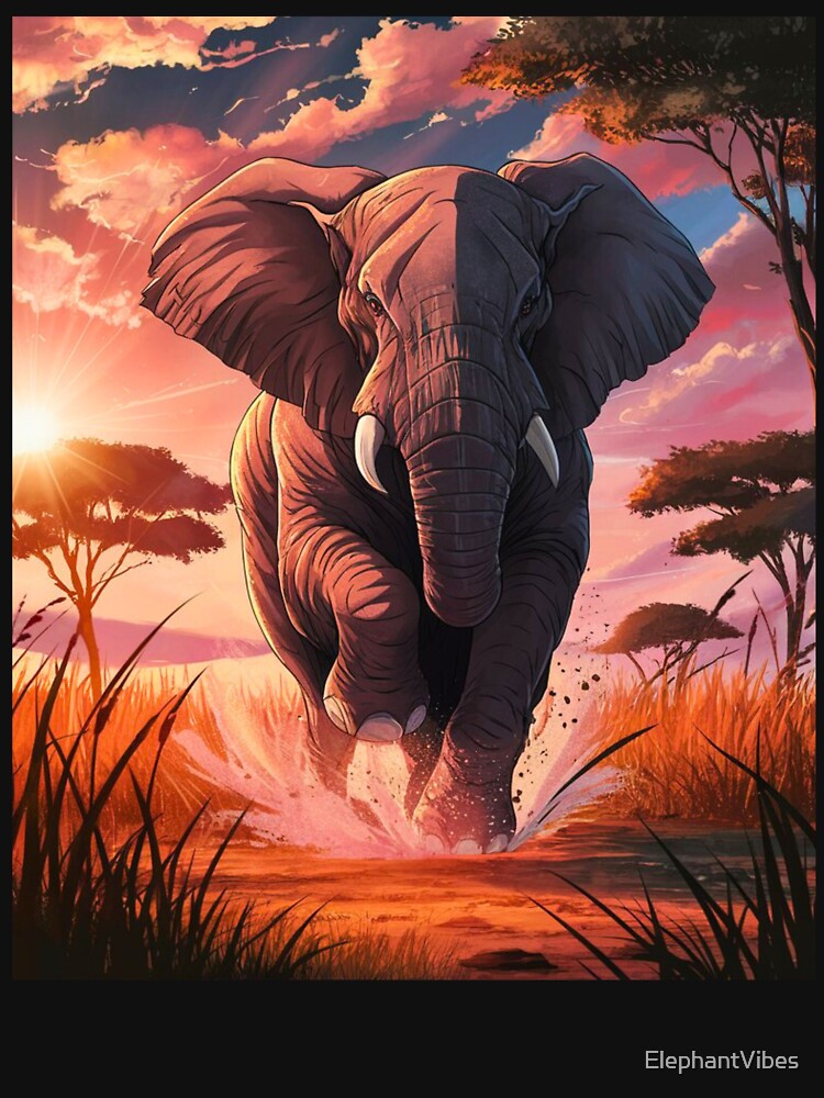 Elephant Portrait. elephant running, african elephant, safari elephant, african safari, african sunset by ElephantVibes