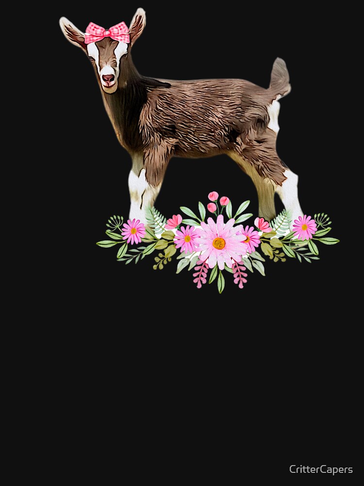 Baby goat, Toggenburg goat kid with florals by CritterCapers