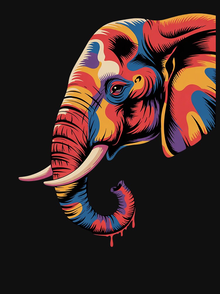 Elephant Colorful Artwork Portrait Savanna Wildlife Motif by angolinnArt