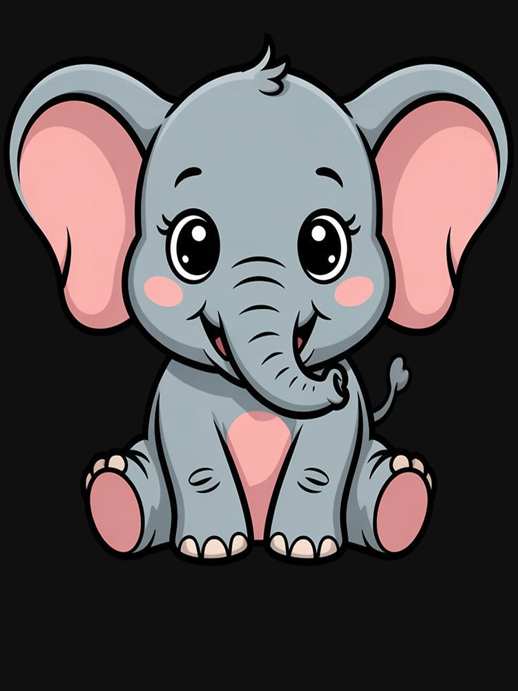 Cute Baby Elephant Kawaii Cartoon – Adorable Elephant Mascot Illustration by ShellyMcCarthy