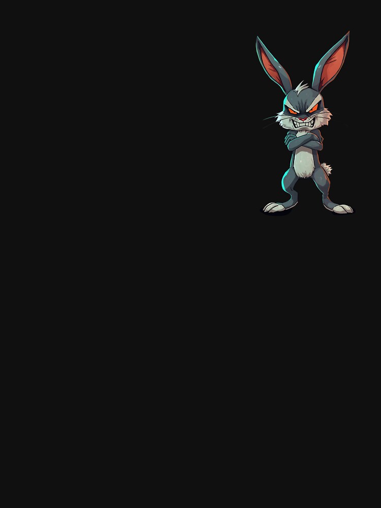 Fierce Angry Rabbit Illustration with Glowing Orange Eyes and Dark Intense Atmosphere by PixelVibe782
