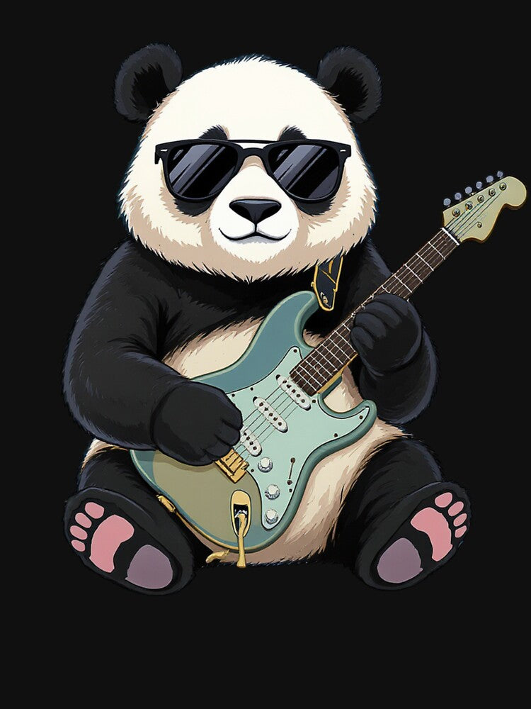Panda Guitar Cool Illustration | Sunglasses Panda Playing Electric Guitar | Chill Music Design by ColorSplash123
