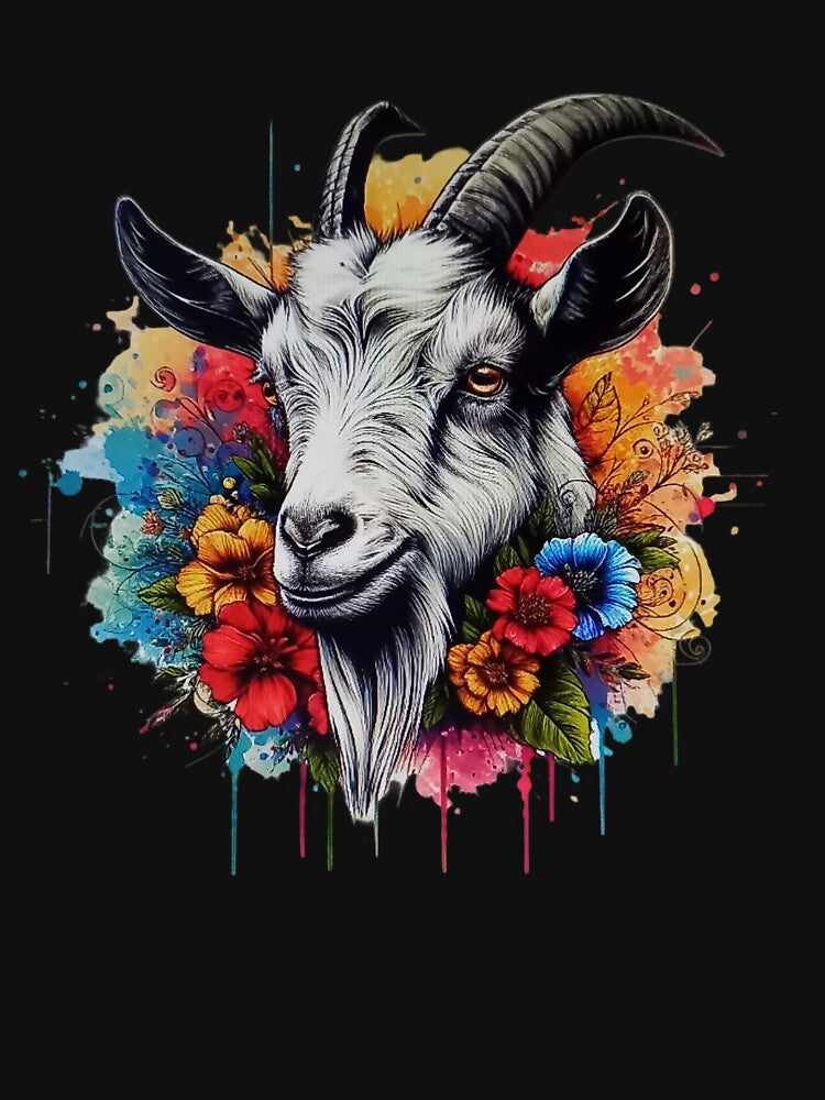 A goat with various leaves and colorful flowers by Marcoshop10