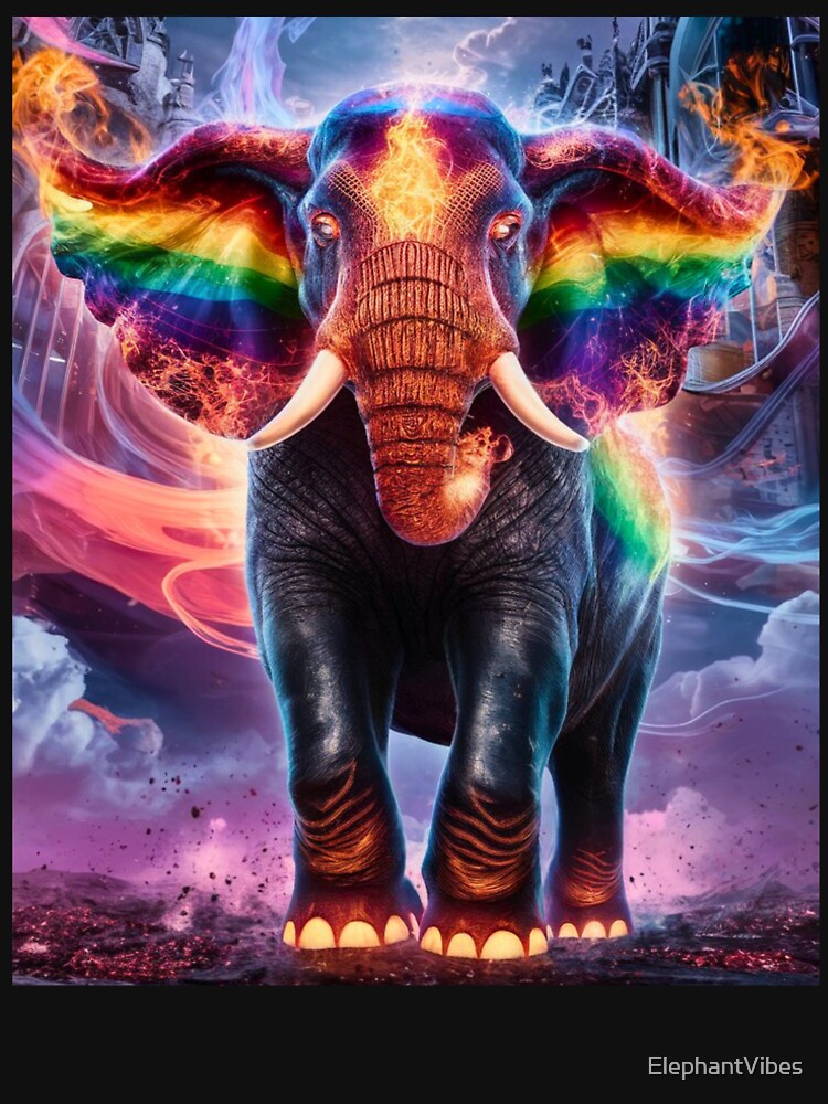 Elephant Portrait. colorful elephant, rainbow elephant by ElephantVibes