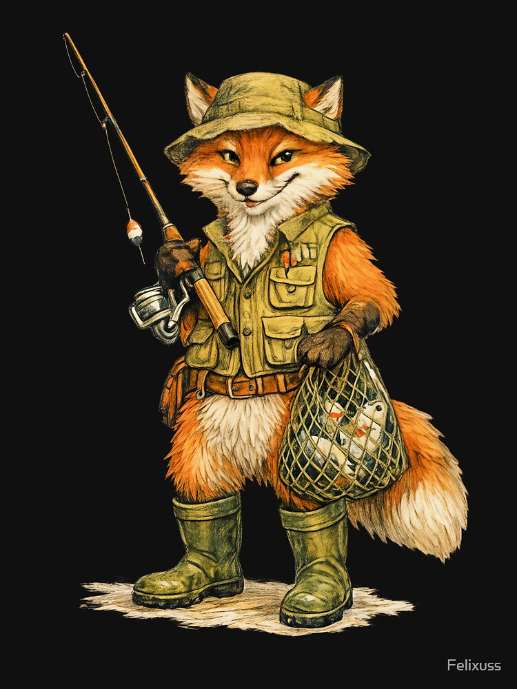 Fox with Fishing Rod Illustration by Felixuss