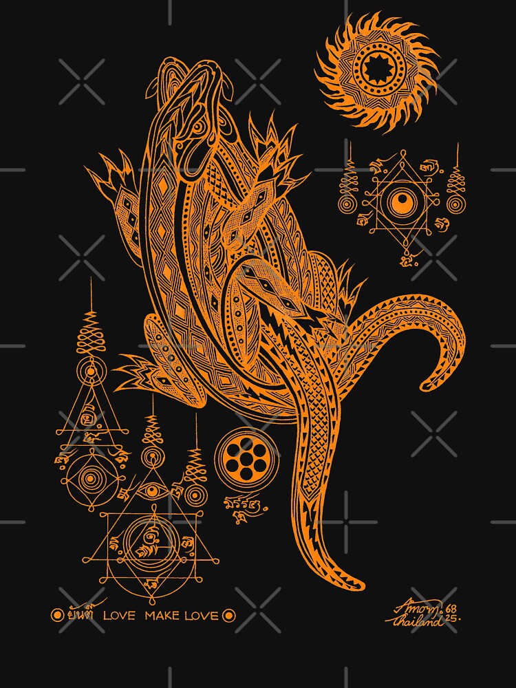 Thai traditional art of Talisman (Gecko) Orange color. by AmornGallery