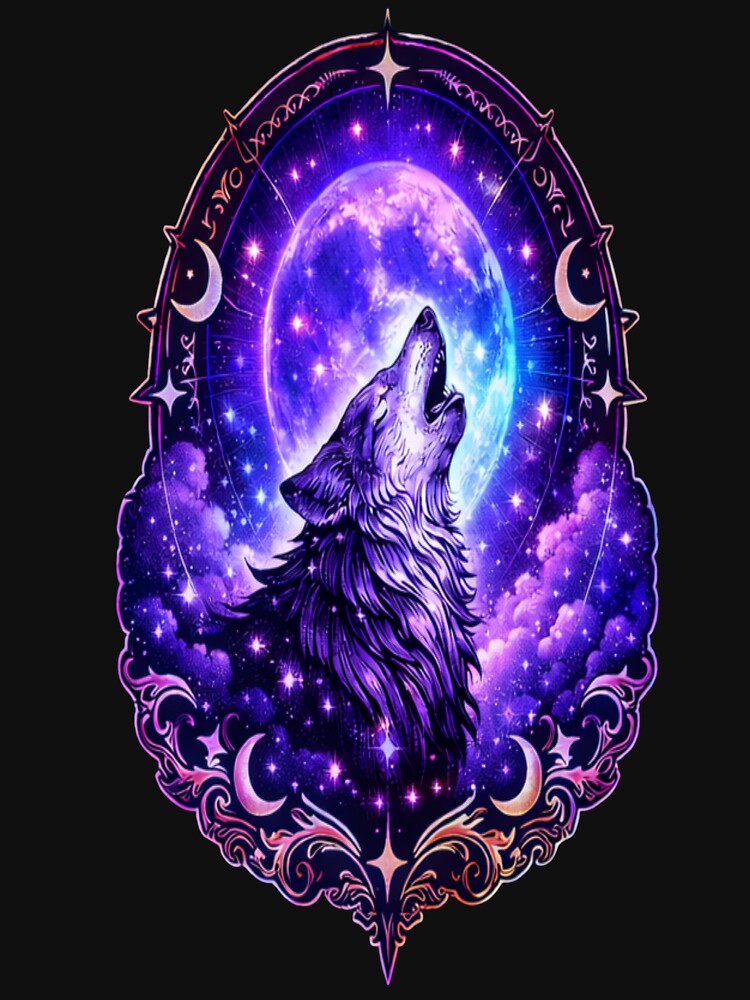 Gothic Wolf Howling at Purple Moon by LunarStillCo