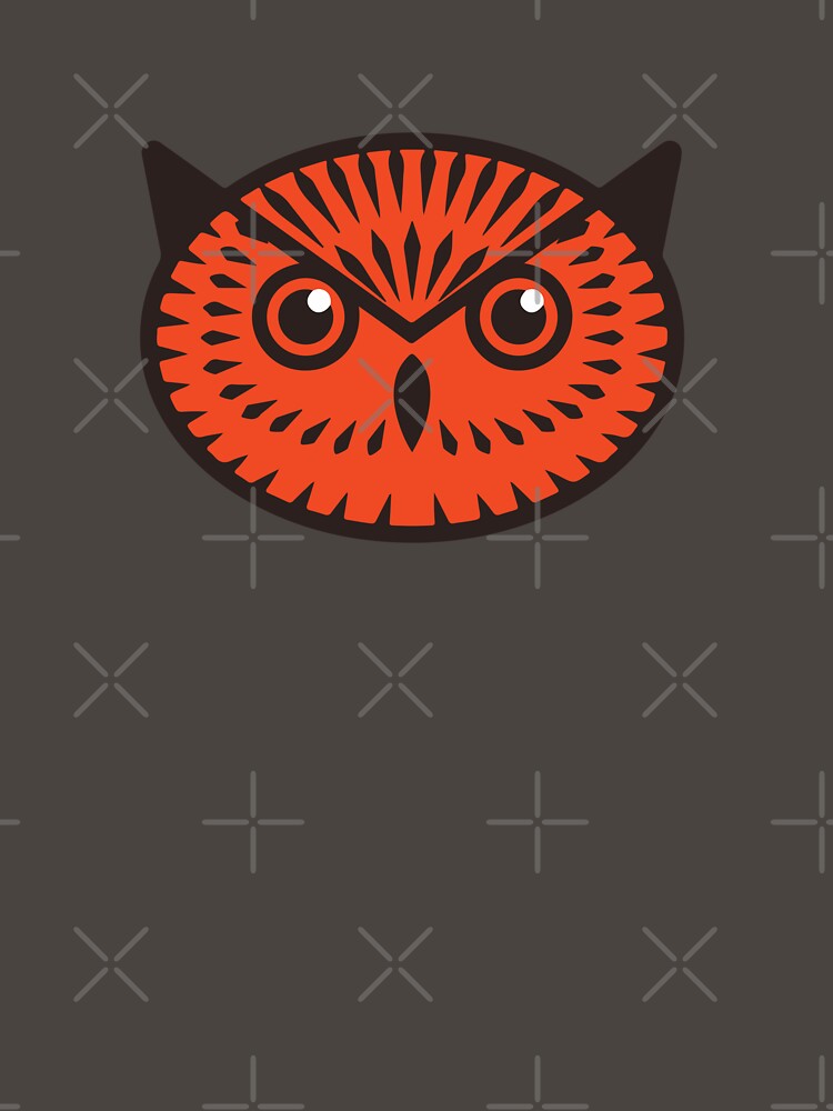 A Red Owl Face & Head with Angry Look but Seems Funny & Cute by activlifewear