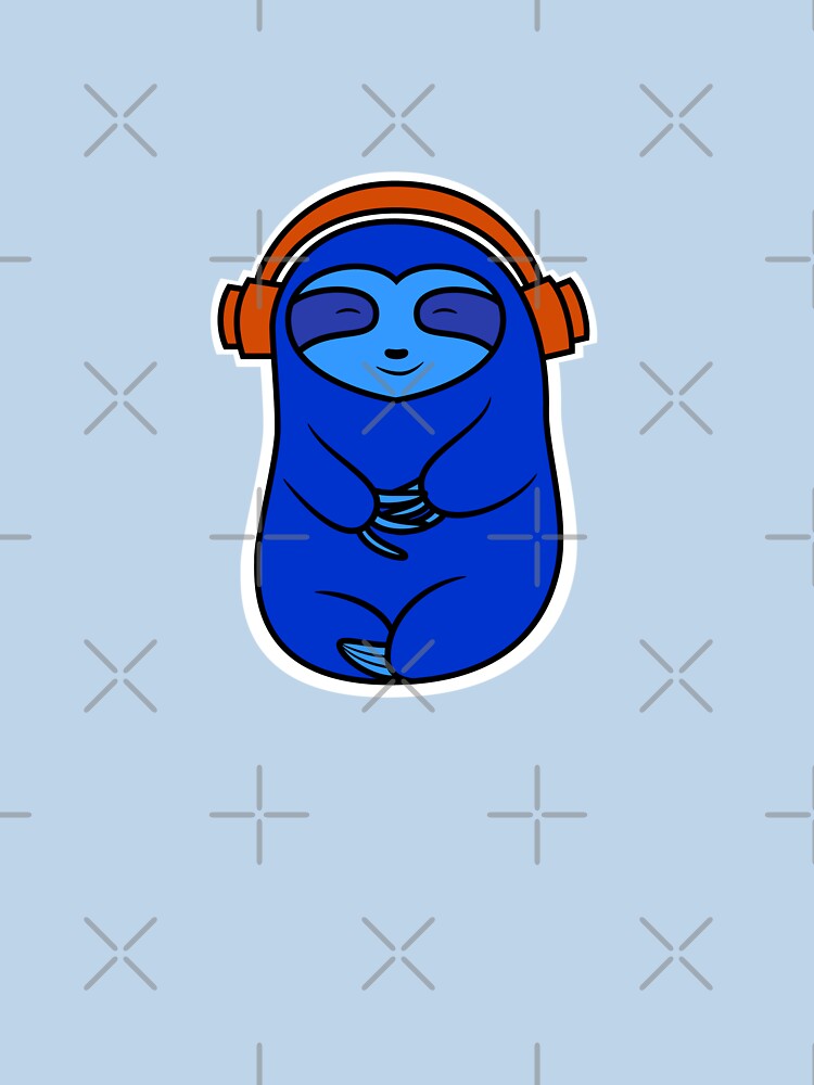Happy Blue Sloth Listening to Music by SubtleSplit