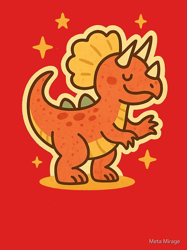 Triceratops Guardian – Retro Dinosaur Sticker for Kids, Parents & Vintage Collectors by Meta Mirage