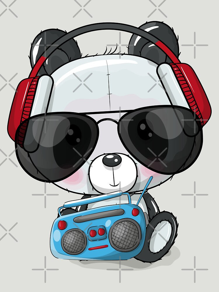 Cute Panda Listening Music by JASN DESIGN