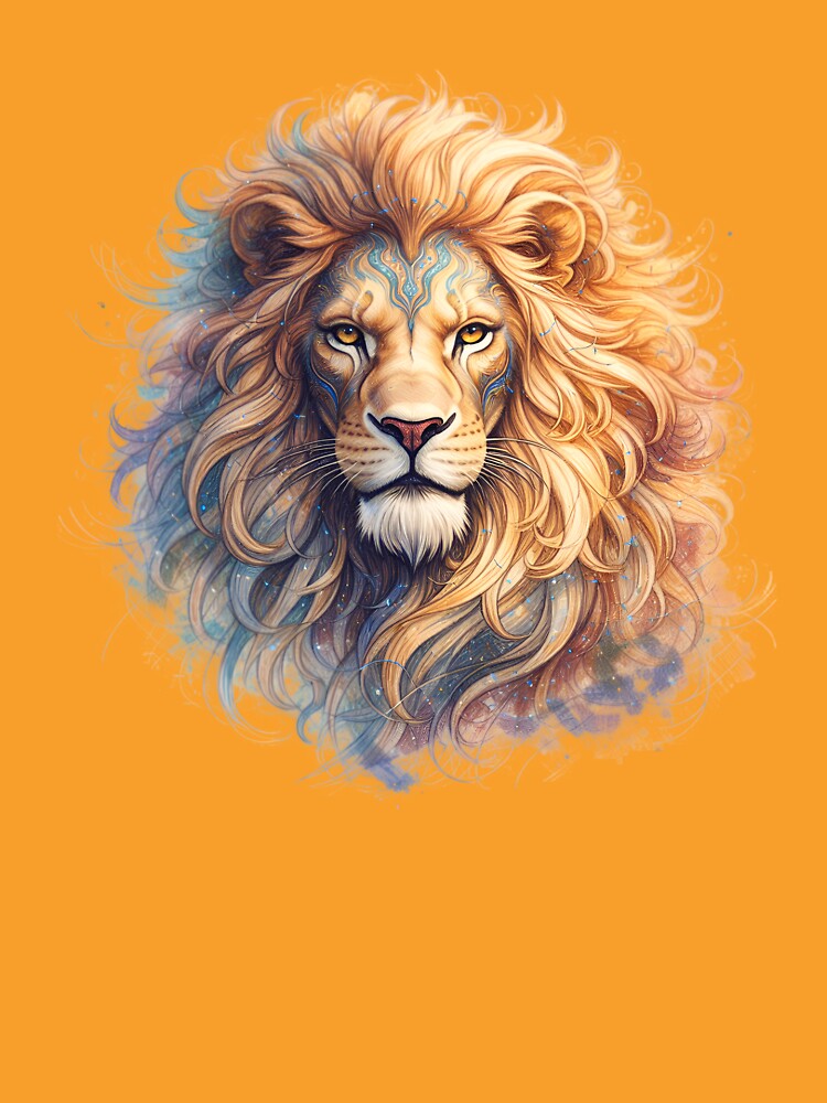 Majestic Lion Watercolor Spirit Portrait by BloomVera