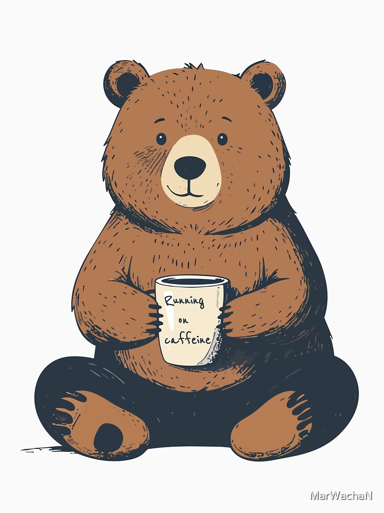 Bear & Coffee – Cute Coffee Lover Illustration by MarWachaN