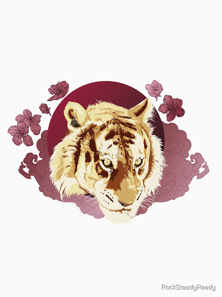 Majestic tiger design around flowers. by RockSteadyReady