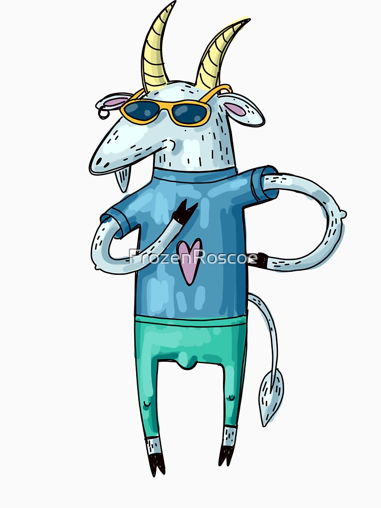 Cool Blue Cartoon Goat with Sunglassess by FrozenRoscoe