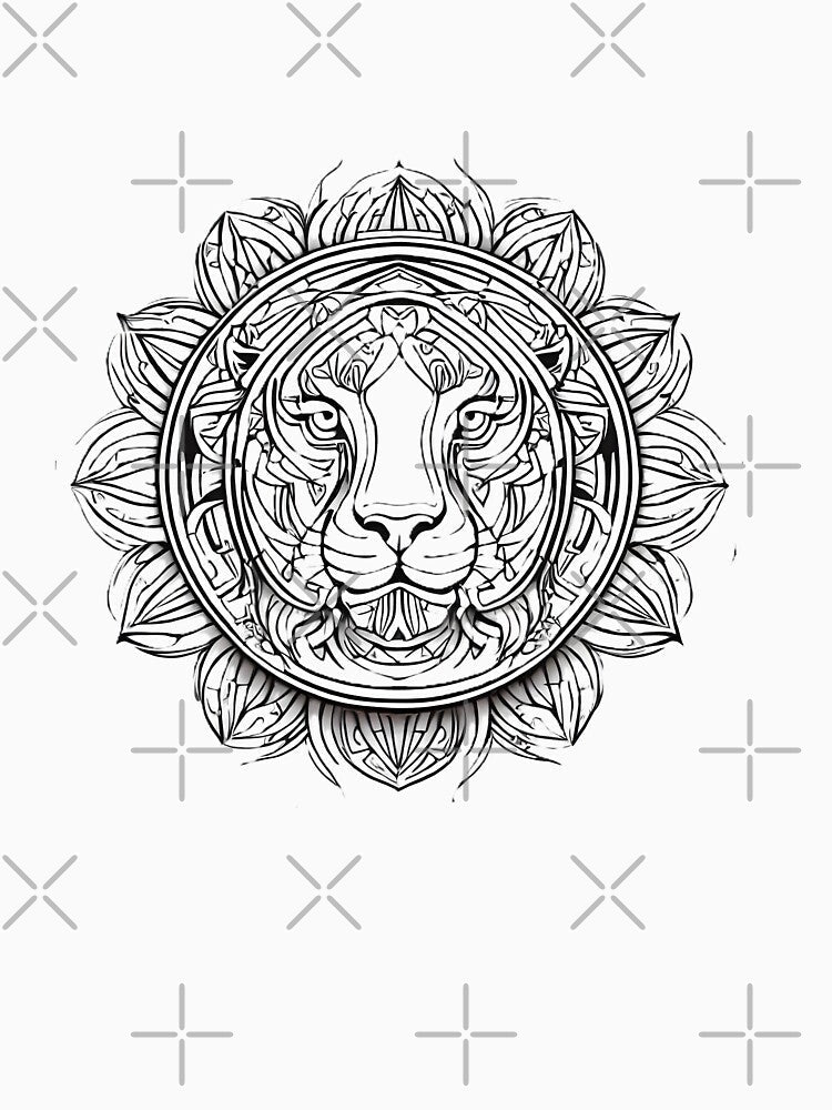 Ornamental Lion Line Art - 3 by RELAX STATION