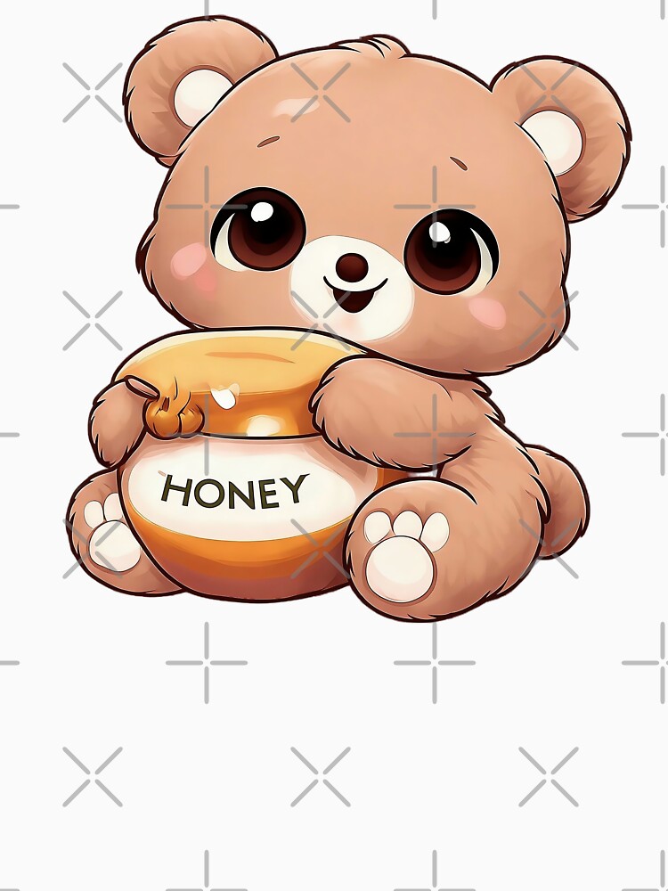 Cute Kawaii Bear with Honey Pot Sweet Teddy Sticker by DesignEG
