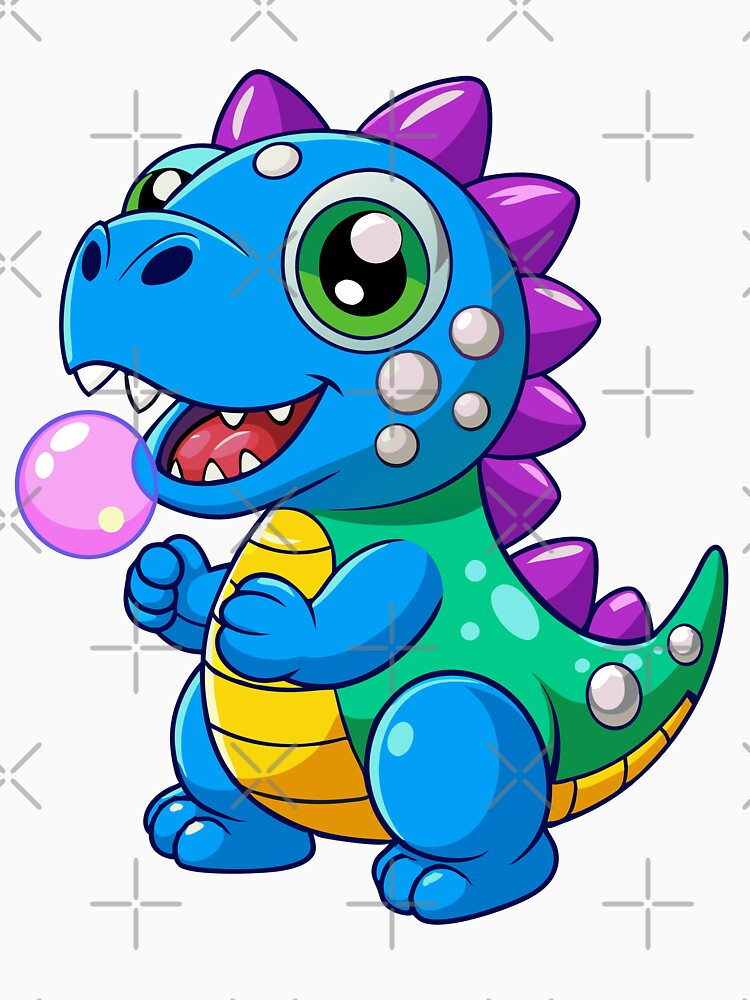 Playful Dinosaur Blowing Bubbles Sticker – Kawaii Vector Art on White Background by itsnaeem (36)