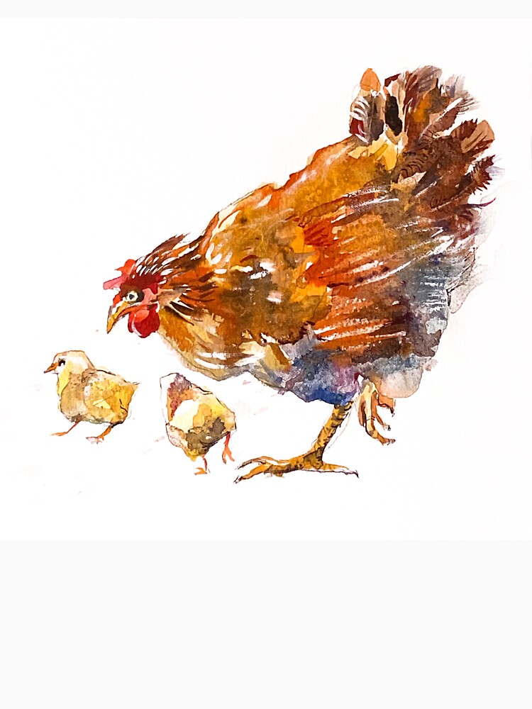 Chicken with chickens. Drawing of a chicken. by Elena Reutova