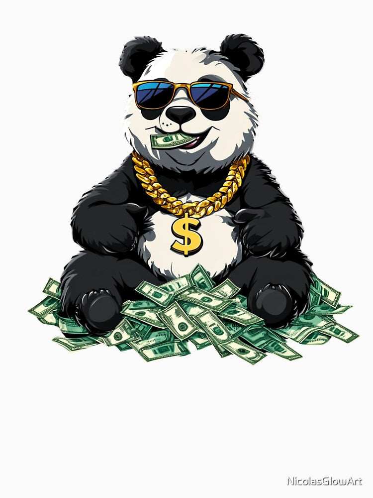 Panda Rich Money | T-Shirt by NicolasGlowArt