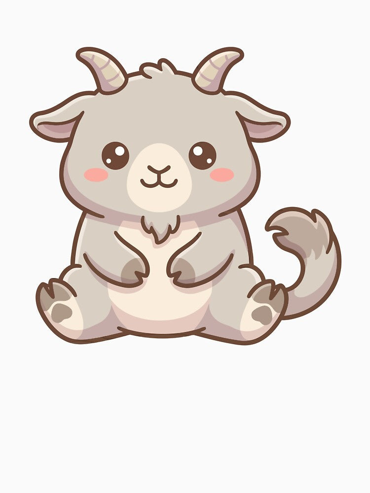 Cute Chibi Sitting Grey Goat by aacroquet