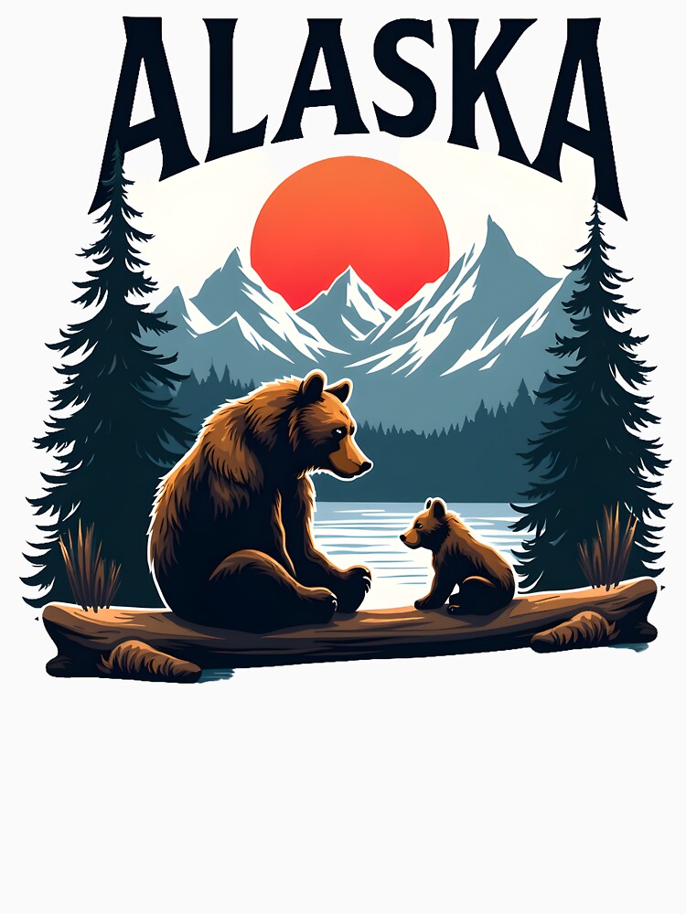 Alaska brown bear and baby bear by pixeldizajn