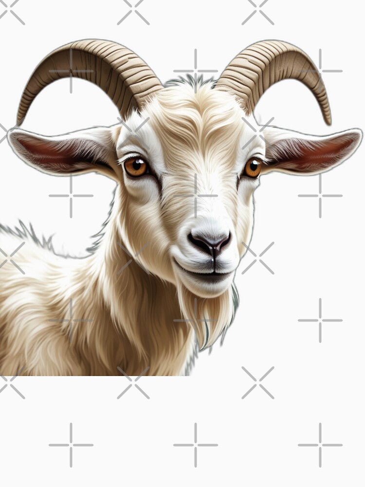Realistic White Goat Portrait by MiniPrintMagic