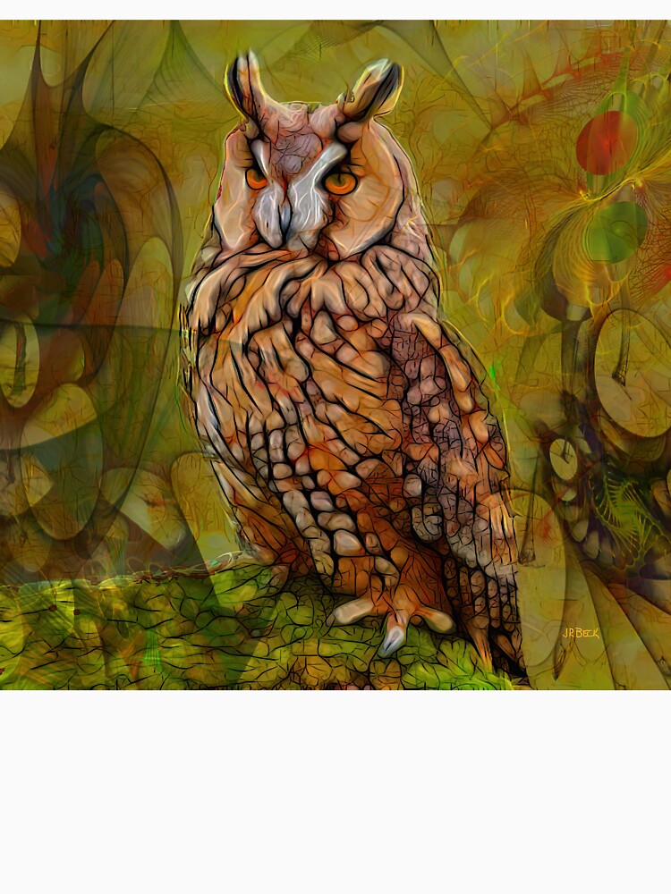 Colorful Owl Artwork - Who Me - Wildlife Bird Art (Square Version) by studiobprints