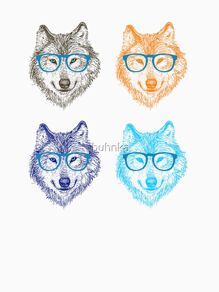 Colored wolf with glasses by buhnka
