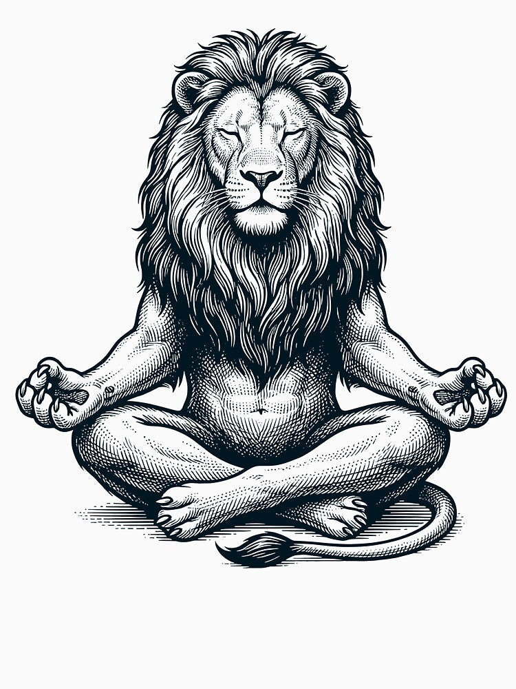 Vintage Lion Yoga Lotus Meditation Lover by DoodleTortle