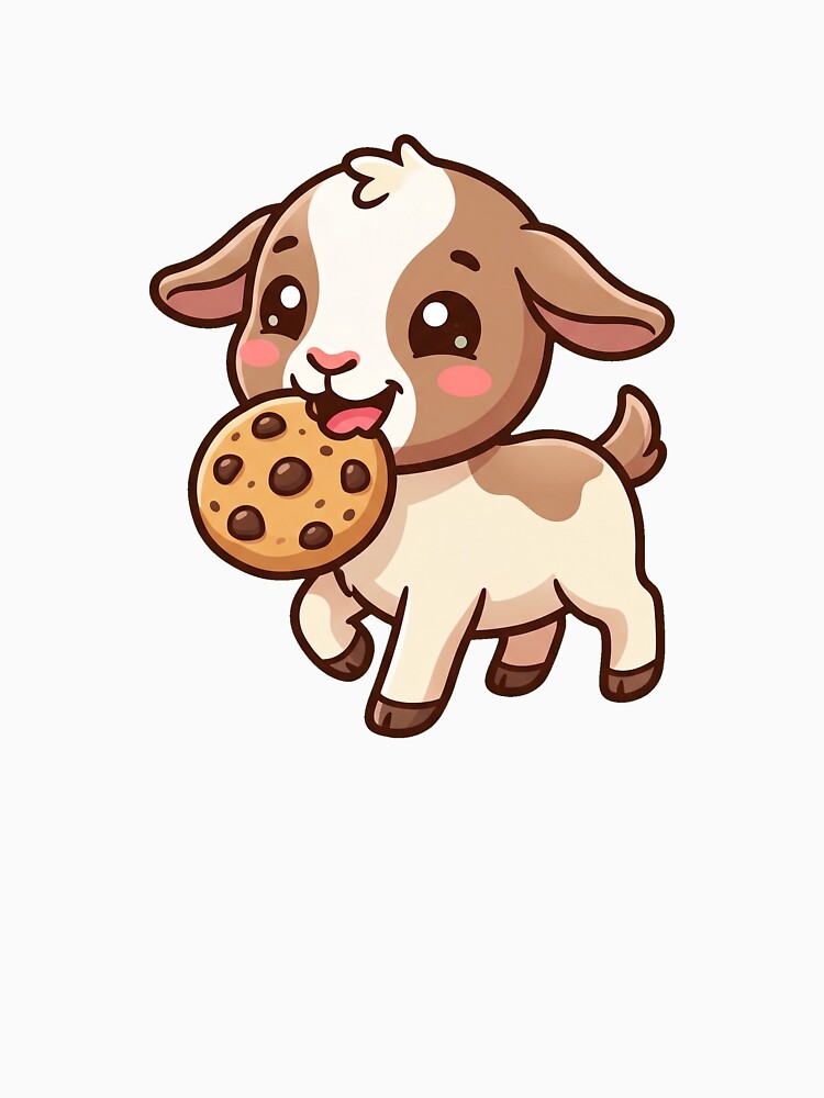 Cute little goat with a biscuit in its mouth by Simplify-Art