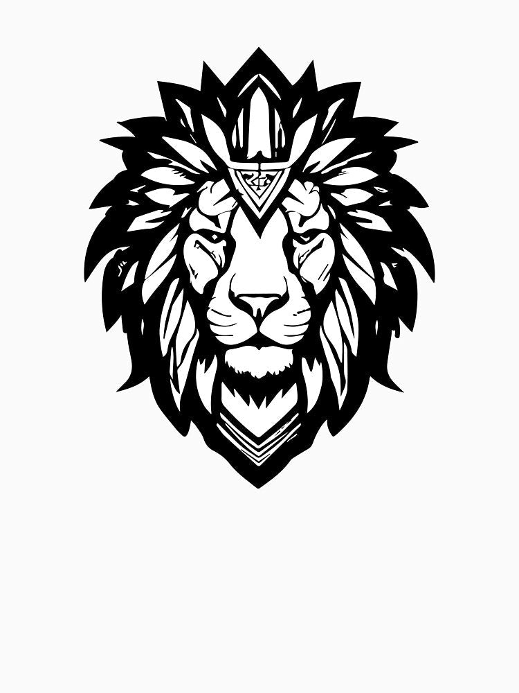 Black and White Tattoo Lion by Grypis
