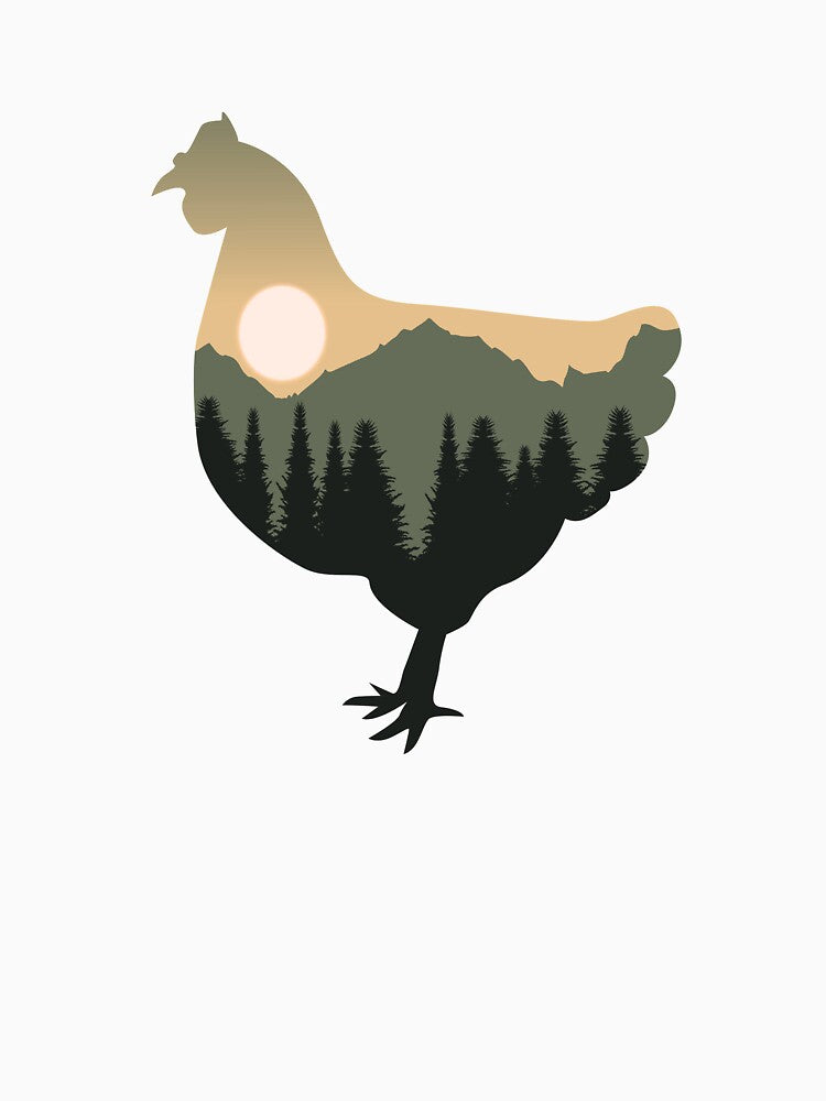 chicken animal forest mountain sunset gift by alaechamlal
