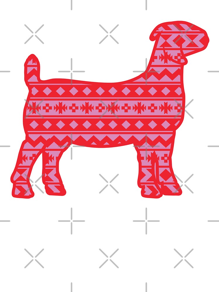 Boer Goat with Red & Pink Aztec Pattern by Sam Morrison