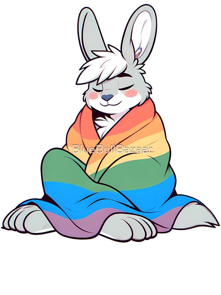 Comfy Womfy Furry Pride Rabbit LGBTQ Rainbow by BlueBullBazaar