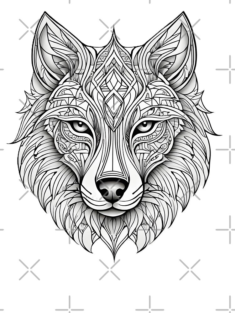 Ornamental Wolf Line Art - 1 by RELAX STATION