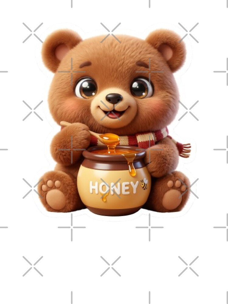 Cute Bear with Honey Kawaii 3D Sticker by MiniPrintMagic