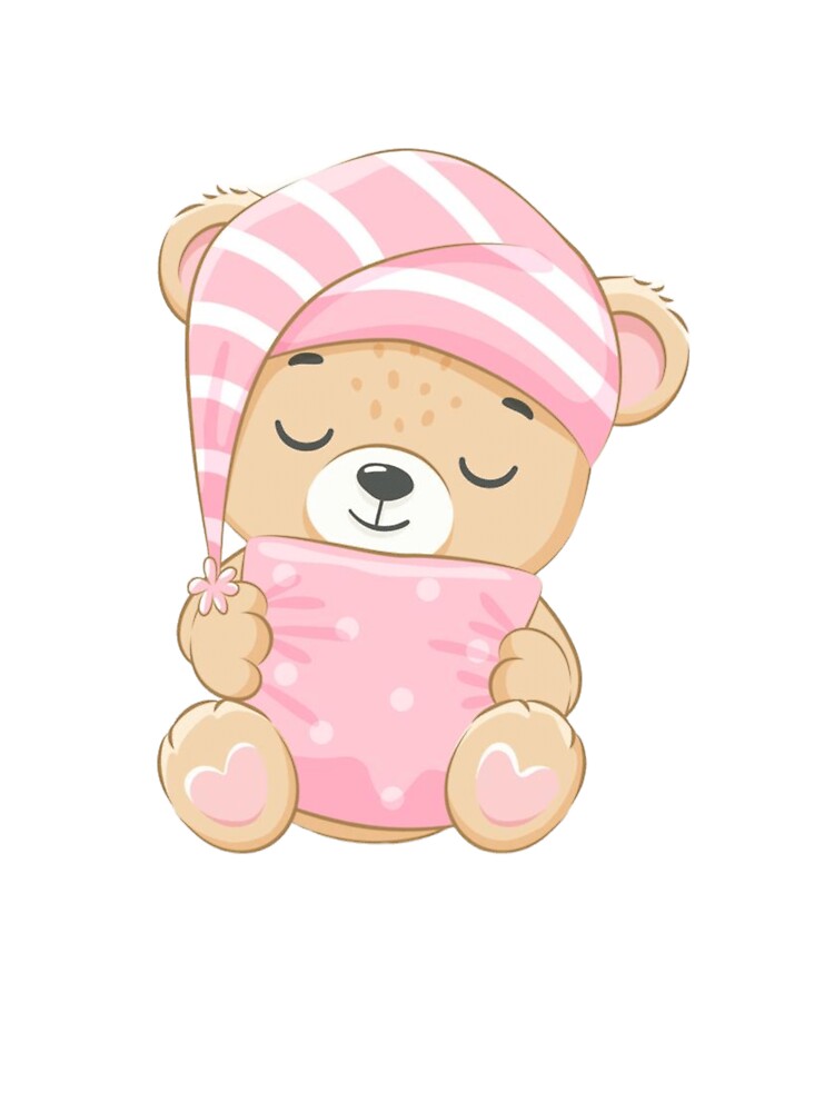 Cute Sleeping Bear – Kawaii Cozy Pastel Illustration by Shopchid