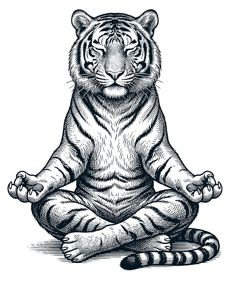 Vintage Tiger Yoga Lotus Meditation Lover by DoodleTortle