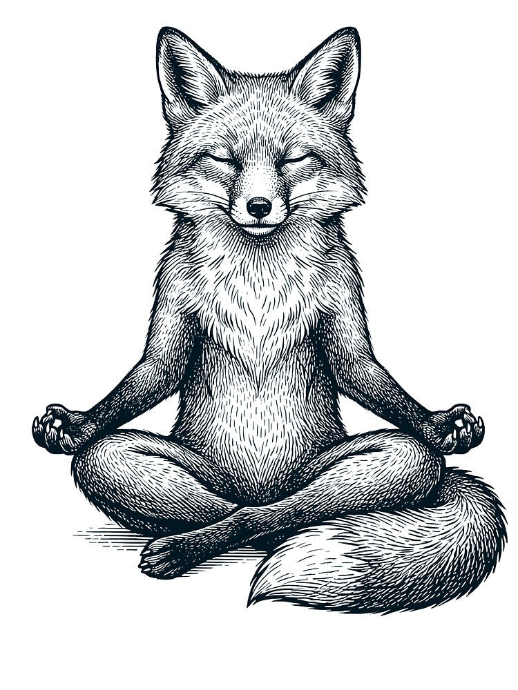 Vintage Fox Yoga Lotus Meditation Lover by DoodleTortle