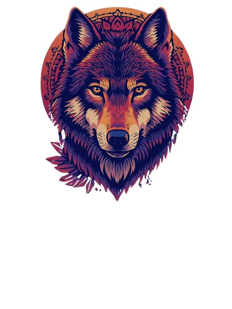 Neon tribal Wolf head tattoo art by Funetix