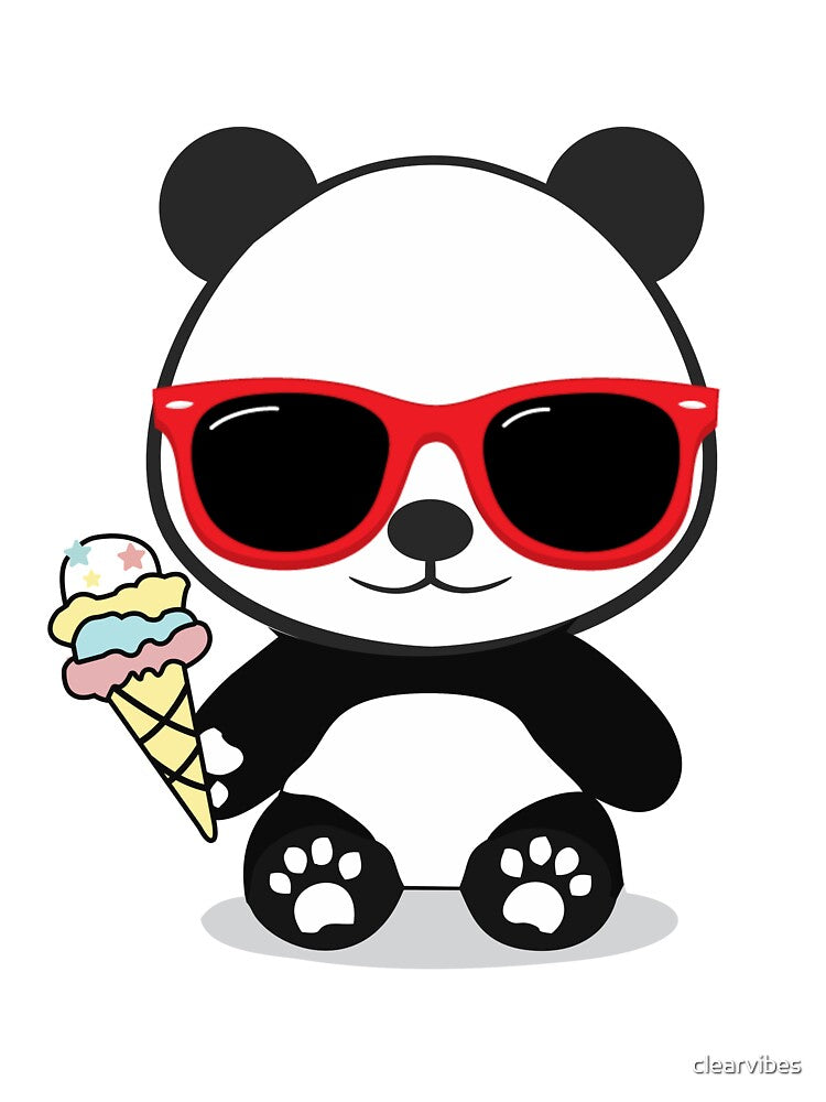 Summer Panda Eating Icecream | Kids Kawaii by clearvibes