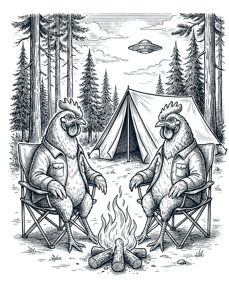 Vintage Chicken Camping UFO Animal Lover by TerryConnells