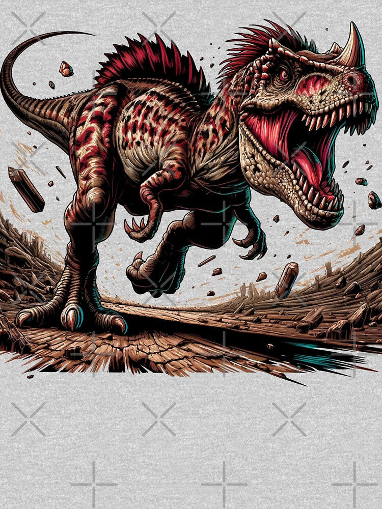 Carnotaurus, furious retro dinosaur. by JonelleTshirts