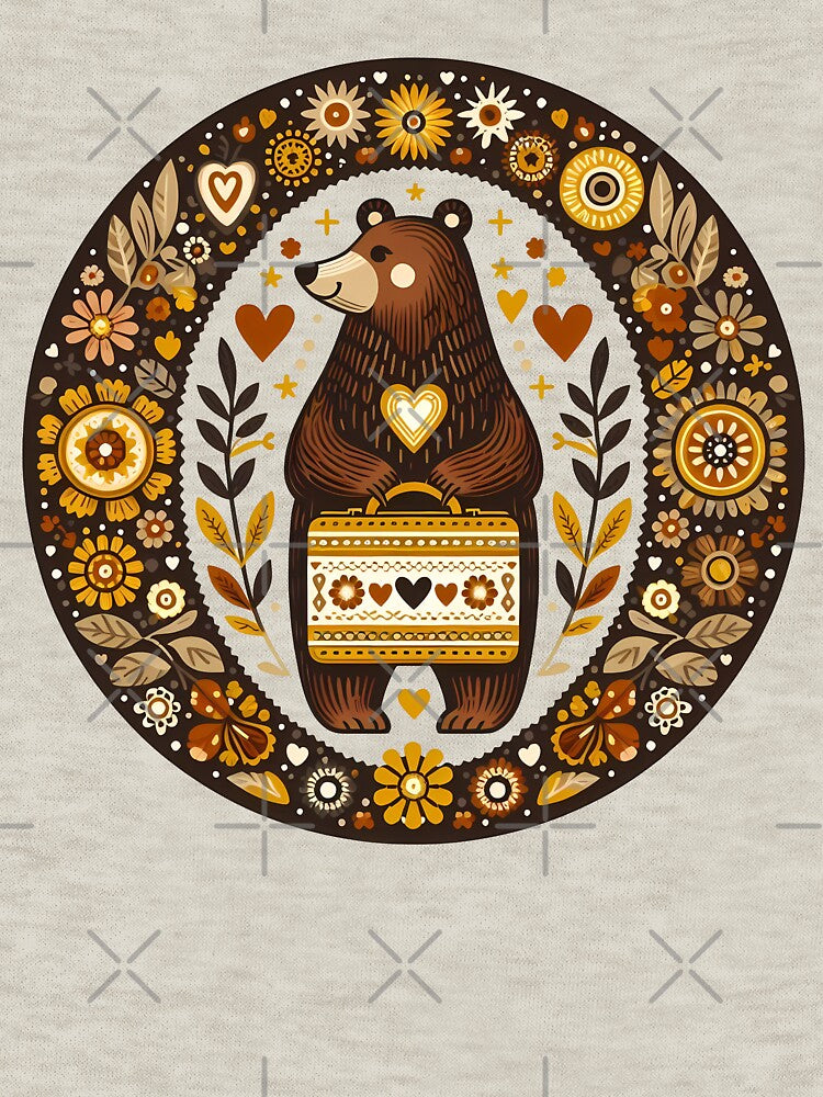Bear: Back to School Lunchbox Adventure - Scandinavian Folk Art by heidiannemorris © by FOLK ART FUSION by heidiannemorris