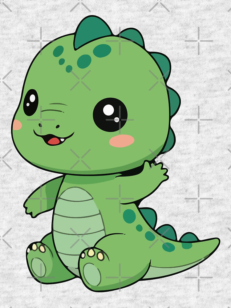 Cute Green Baby Dinosaur Art by IN Tales